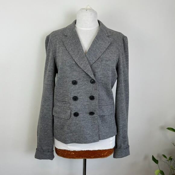 J.Crew Wool 10 Tall M L Benny Double Breasted Blazer Unstructured Gray Unlined - Picture 9 of 16